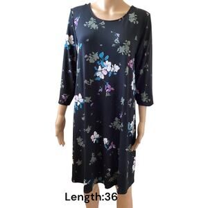 J.Jill Wearever Collection Floral Swing 3/4 Sleeve Pleat-Back dress.